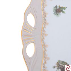 Блюдо квадратное на ножке Queen's Crown Aristokrat Охота бежевая 45*25см