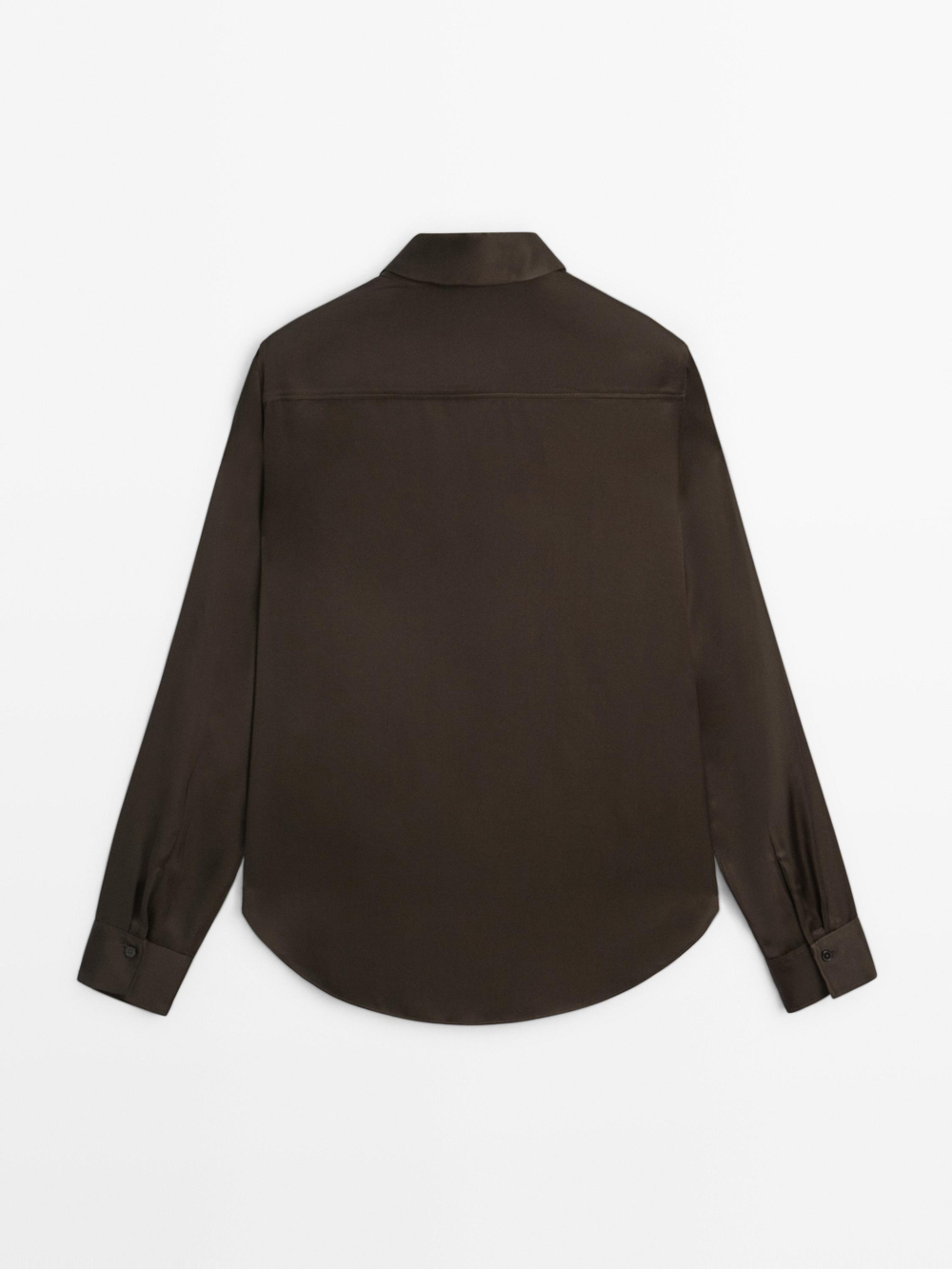 Massimo Dutti Струящаяся атласная рубашка, коричневый