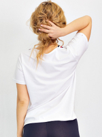 Женская трикотажная блуза в спортивном стиле (Размер: XL) (Цвет: белый)