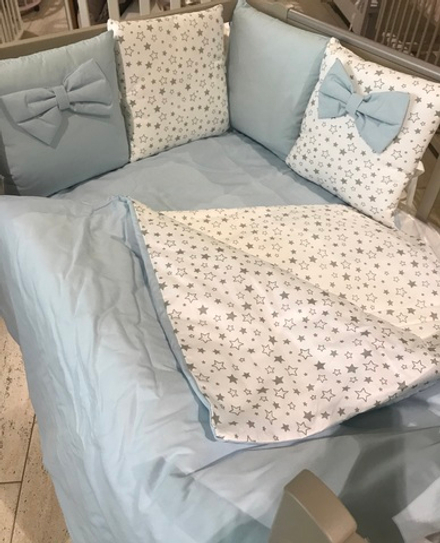 Комплект в кроватку 17 предметов "Звездочка голубой", сатин