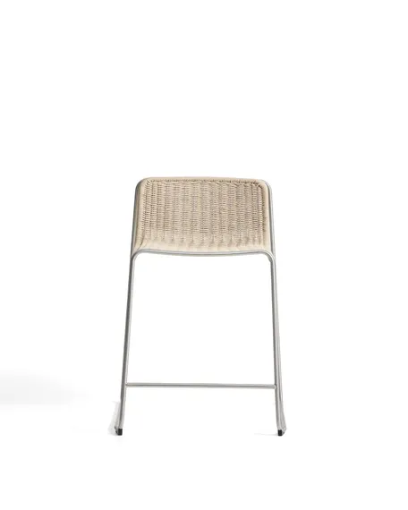 Уличный полубарный стул Tavari из бежевой веревки и стали