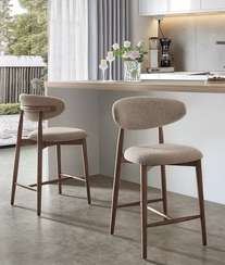 Полубарный стул Holmes, 65 см, бежевый, ножки орех