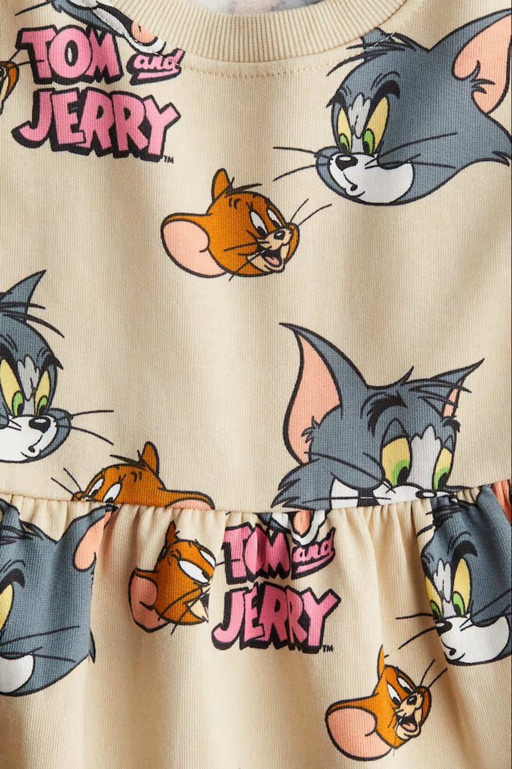 H&M Платье с круглым вырезом и принтом, светло-бежевый