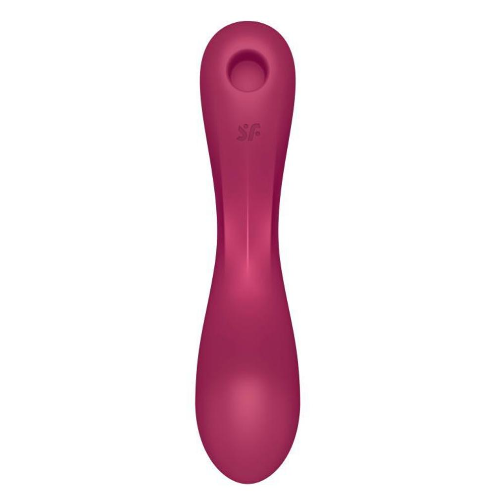 Малиновый вибромассажер с вакуумной стимуляцией Curvy Trinity 1