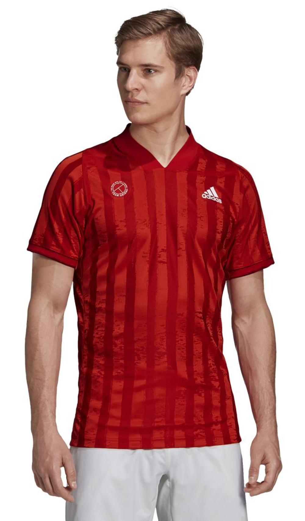 Мужская теннисная футболка Adidas Freelift Tee ENG M - scarlet/white