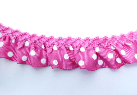 Рюш декоративный "в горошек", 20 мм, цвет розовый