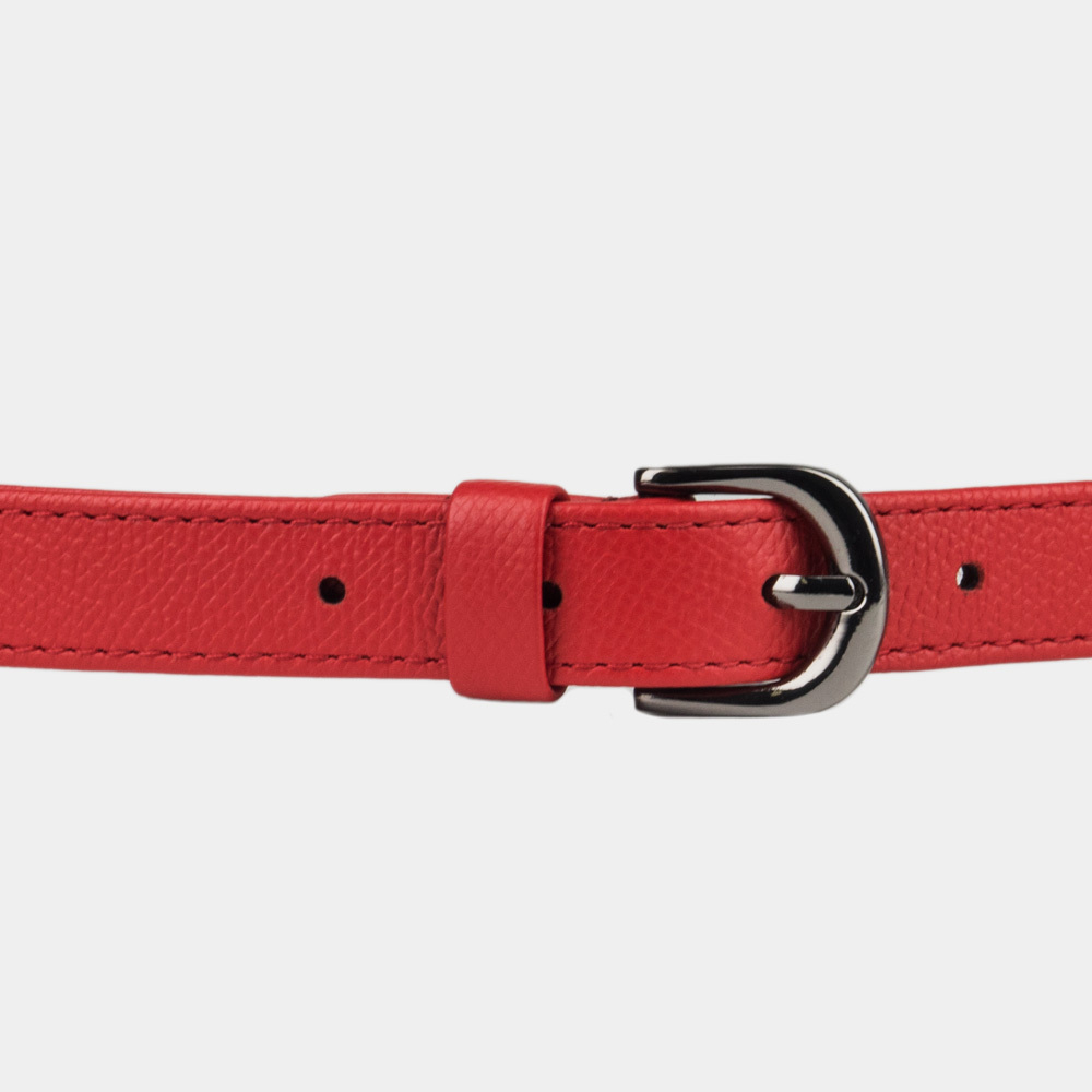 Ремень женский 20 мм из кожи сафьяно, красного цвета