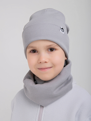 Комплект трикотажный шапка и снуд "Серый"