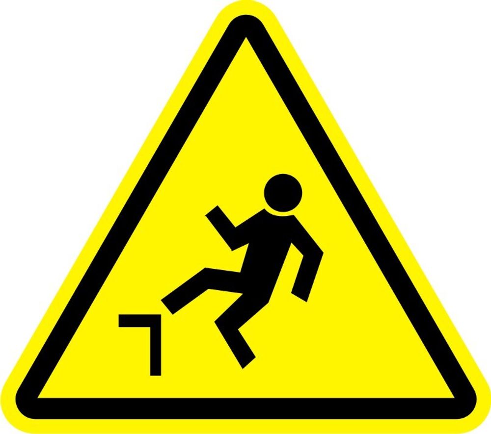 Знак W15 Осторожно, возможность падения с высоты (наклейка, табличка)