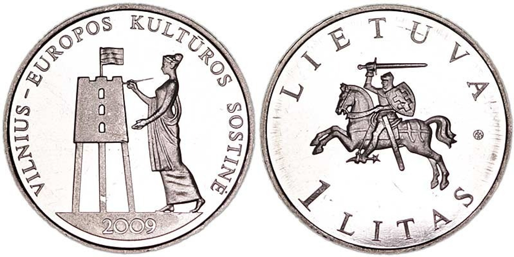 Литва 1 лит, 2009 Вильнюс культурная столица Европы