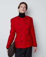 Жакет двубортный приталенный из шерсти красный
