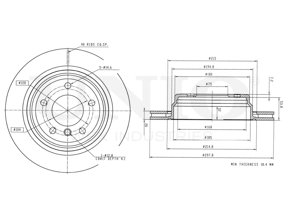 Диск тормозной задний UNIO BRD-20365