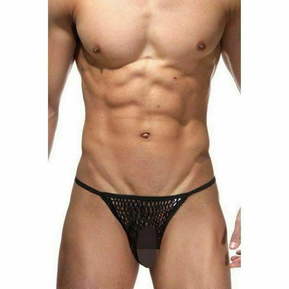 Трусы мужские стринги черные в сетку La Blinque LB15092