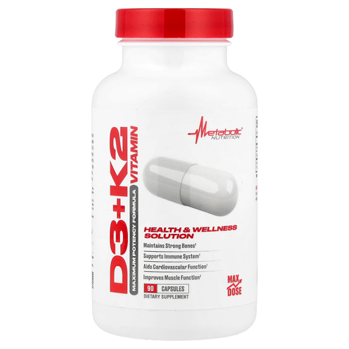 Metabolic Nutrition, витамины D3 и K2, 90 капсул