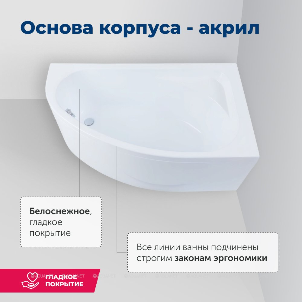 Акриловая ванна Aquanet (Акванет) Mia 140x80 R с каркасом