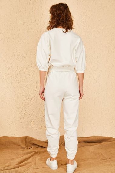 Qadın üçün beli ipli, ağ idman dəsti 10501022