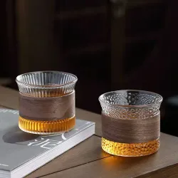 Чашка 200 мл кофейная без ручки Dents Japanese Style дерев. вставка d 7,5 см h6,5 см Barista [1]