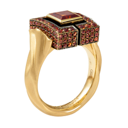 Кольцо с Турмалином и Сапфирами, R0009-0/16