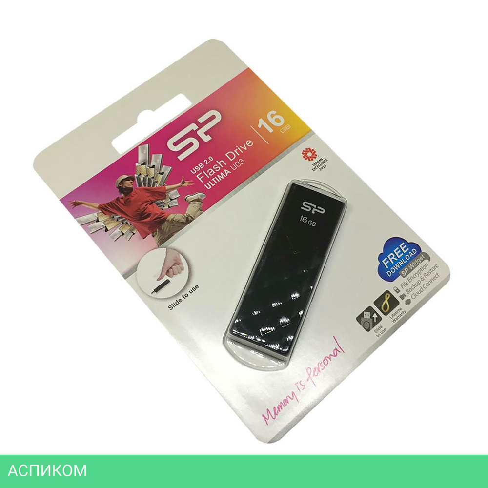 USB Flash-накопитель Silicon-Power Ultima U03 16Gb черный (SP016GBUF2U03V1K)