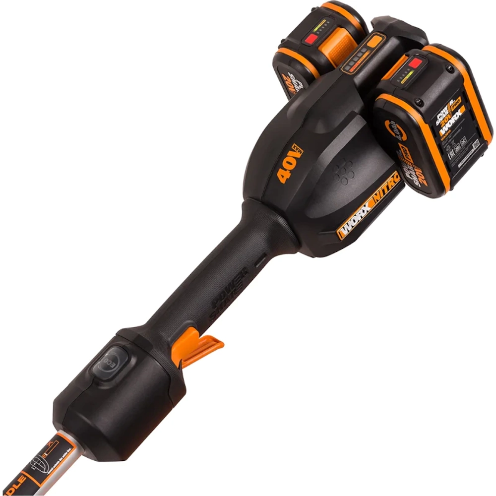 Триммер аккумуляторный WORX WG185E 40В (2 x 2 Ач, ЗУ) захват 380 мм, 2.87 кг