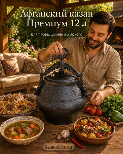 Афганский казан 12л черный Премиум MG
