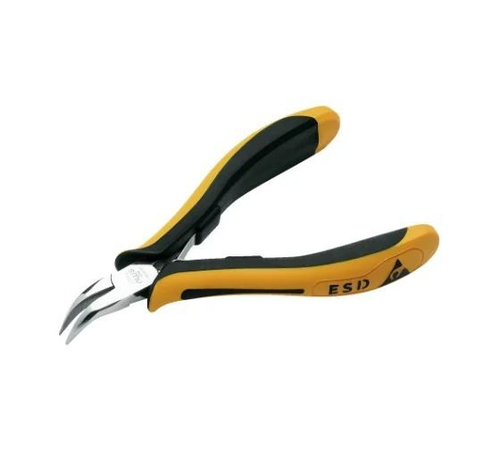 NWS Длинногубцы для электроники 120мм, загнутые на 45 град. (двухкомпонент.антистатичес.ручки ESD)