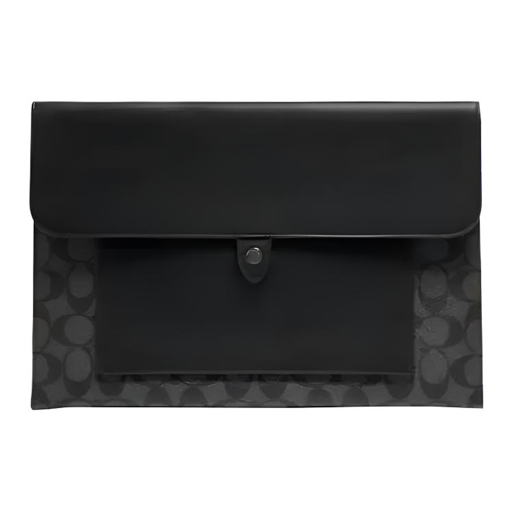 COACH Laptop Sleeve Canvas With Leather Laptop Bag Large Unisex Black