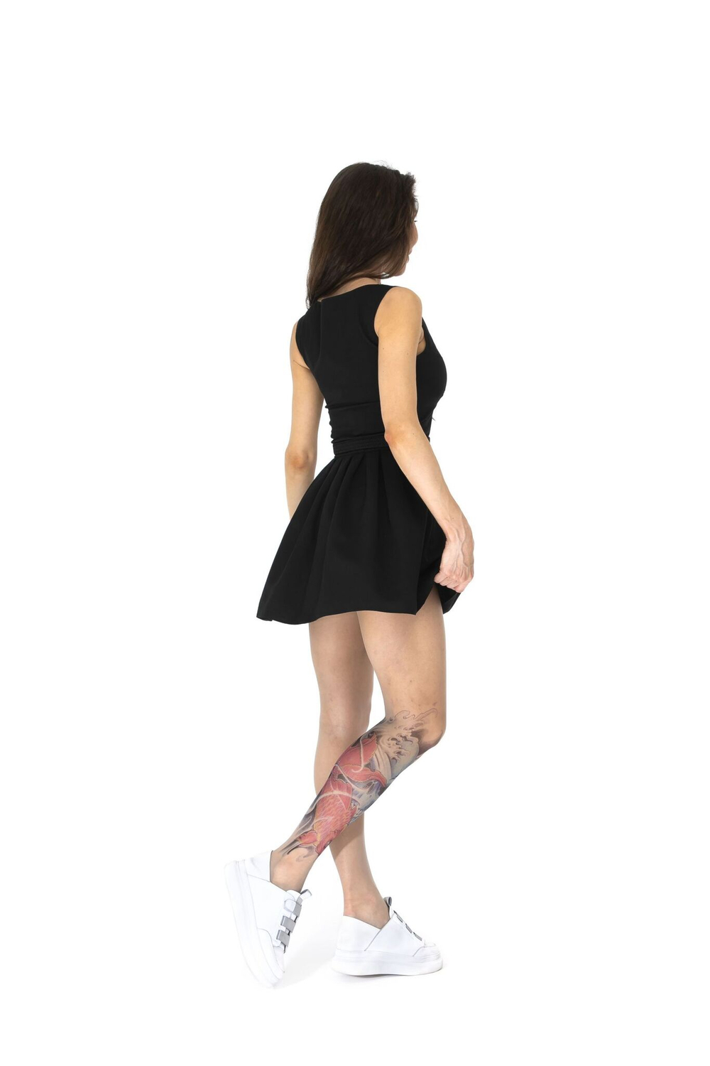 Колготки с принтом на правой ножке в виде черепа и рыбы (Размер: S-M-L) (Цвет: бежевый)