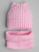 Шапка для девочки осенняя c ушками и снуд