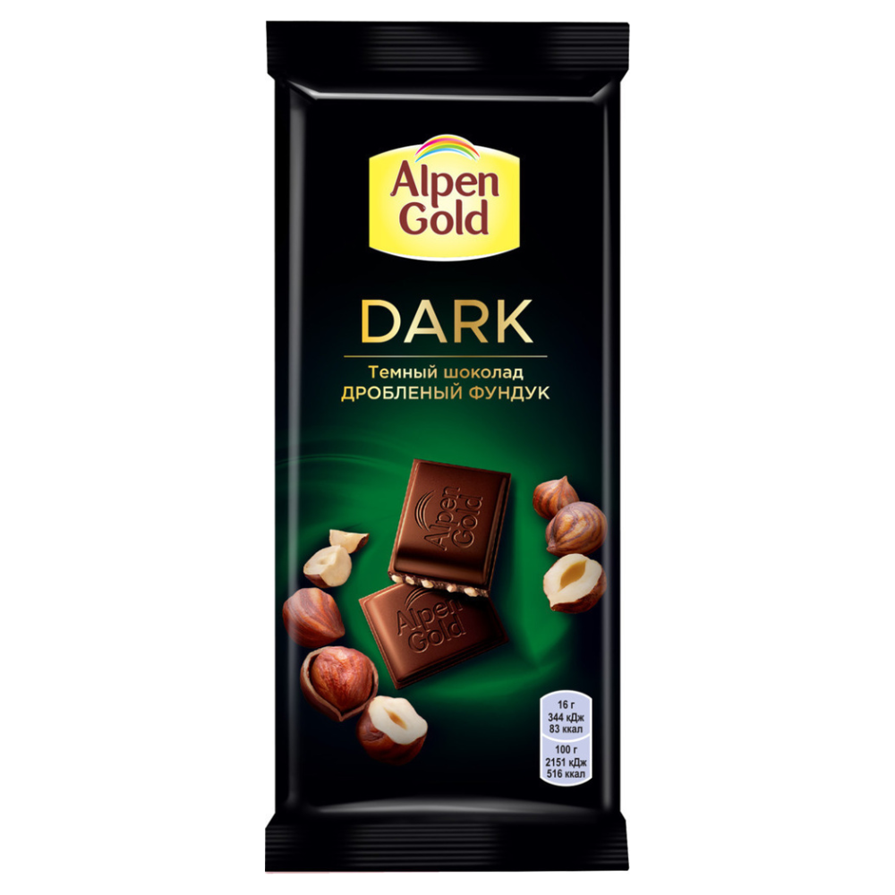 Шоколад Alpen Gold Dark Дробленый фундук 80гр