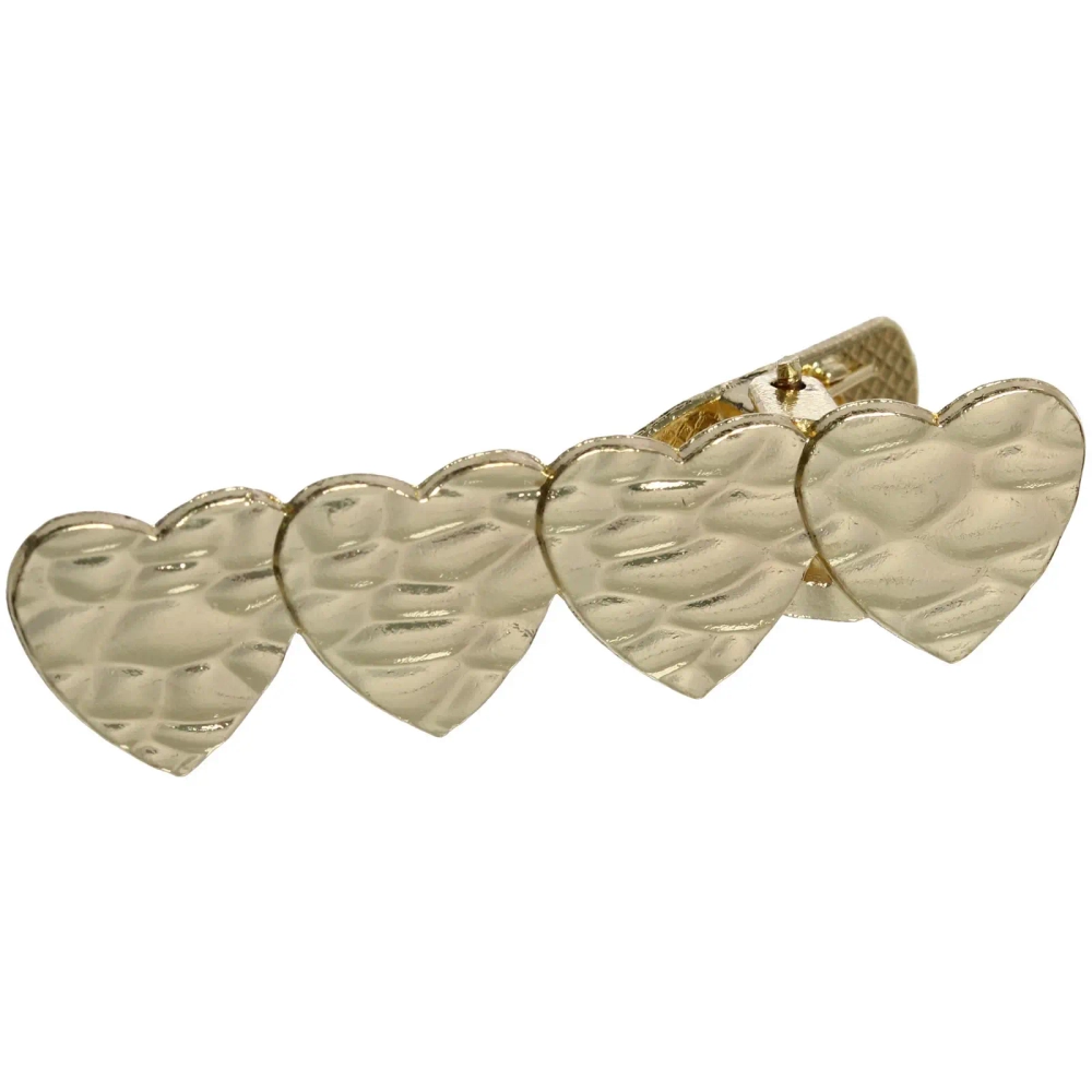 Зажим для волос «AKS - DesignPRO», сердечки, цвет золото и хром, 5*1,3см