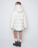 Пуховик со съемным капюшоном из нейлона Монклер молочный