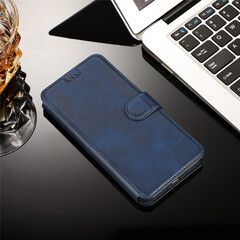 Чехол книжка-подставка кожаный с магнитной застежкой для iPhone 14 Pro Max (Синий)
