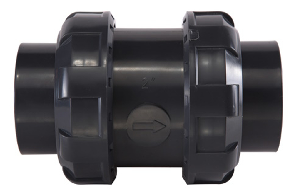 Обратный клапан ПВХ (НПВХ) пружинный промышленный разборный под клей, EPDM (Ру16), Китай