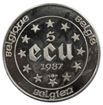 5 экю. 30 лет Римскому договору. Бельгия. Серебро. 1987 г. ехPROOF