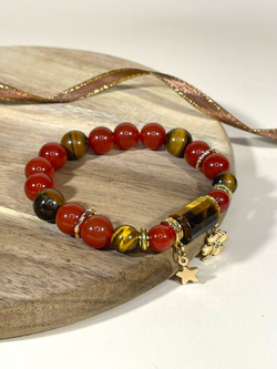 Браслет для Львов, сердолик и тигровый глаз