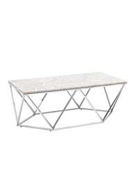 Журнальный столик Авалон 122*66 серый мрамор сталь серебро