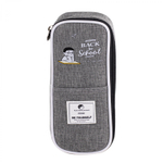 Пенал - косметичка Alingar, ткань, молния, 1 откидная планка, боковой мини-карман, 215 х 75 х 40 мм, "BE YOURSELF", микс (черн, синий, серый)