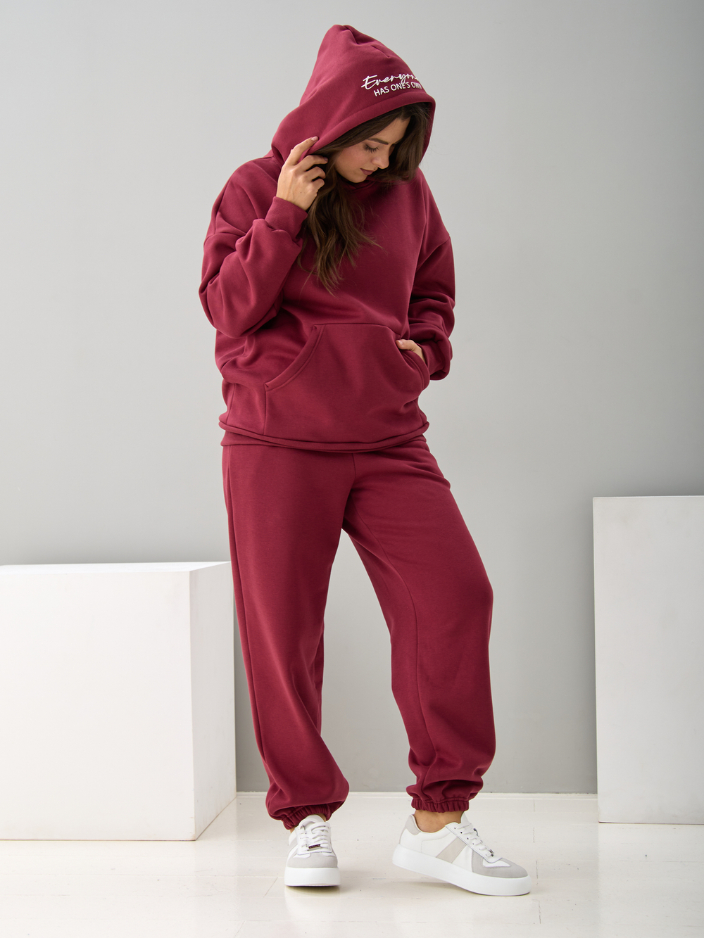 Костюм с брюками КБис-091/винный-п