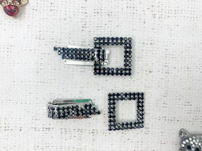 Застежка-клипса со стразами, р. 5,6х2,9 см, чёрный