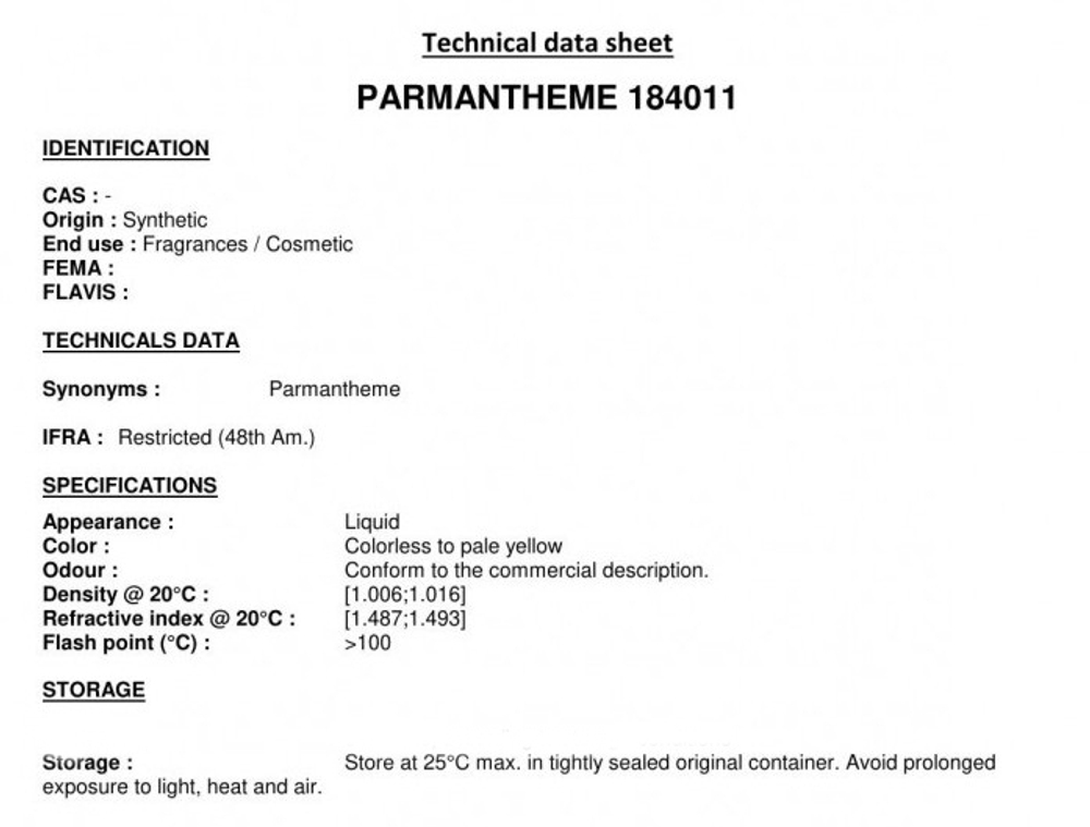 PARMANTHEME 184011 100%/ ПАРМАНТЕН 184011 CAS -