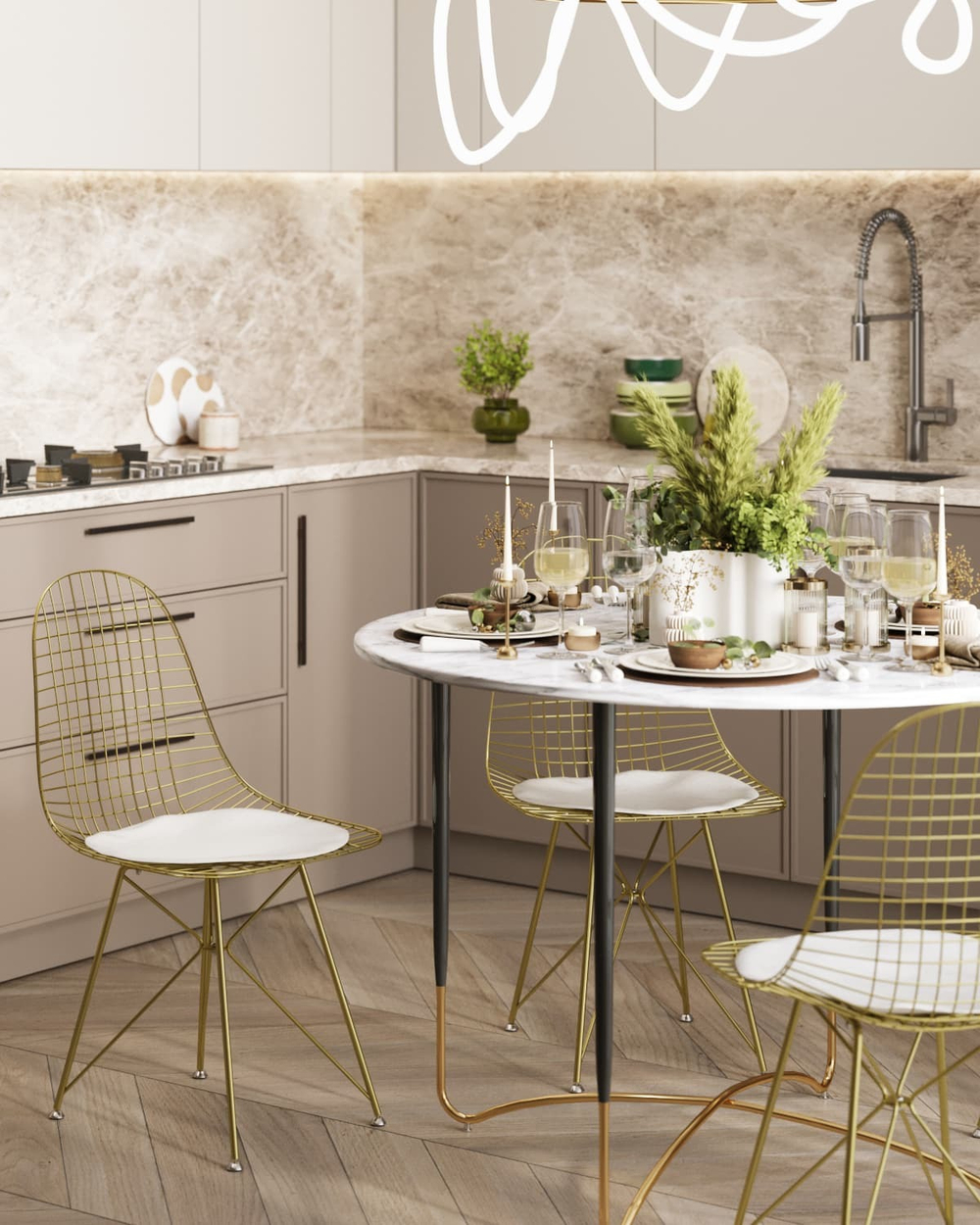 Стол обеденный Даймакс 110*110 белый мрамор