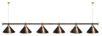 Лампа STARTBILLIARDS 6 пл. (плафоны зеленые,штанга золотая,фурнитура золото)