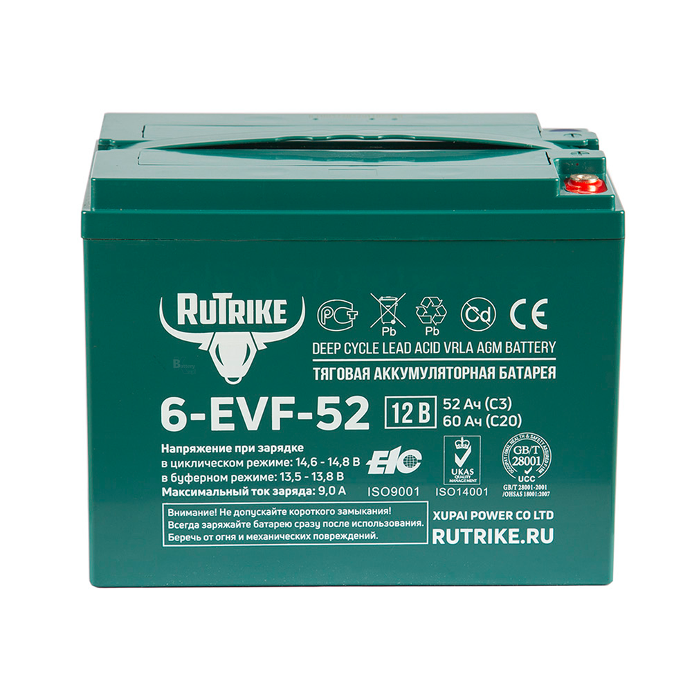 Аккумулятор RuTrike 6-EVF-52 (AGM)