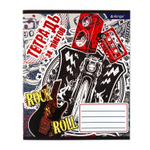 Тетрадь 36л., А5, клетка, Alingar "Гранж", скрепка, блок офсет, мелованный картон (эконом), 4 дизайна в пленке т/у