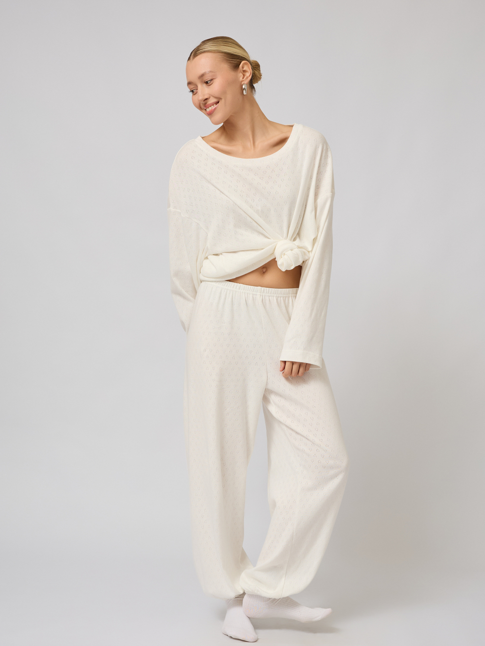 Пижама с брюками и лонгсливом " сердечки"