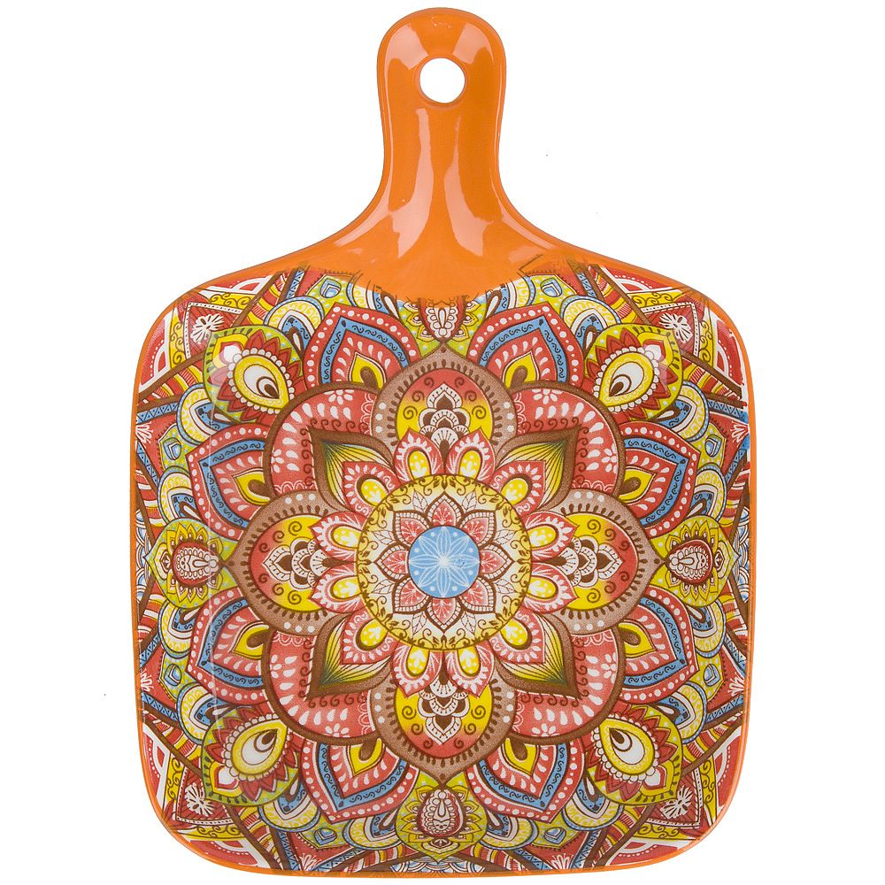 Блюдо с ручкой " " (оранжевый) 23х14,5см (min9) (транспортная упаковка)