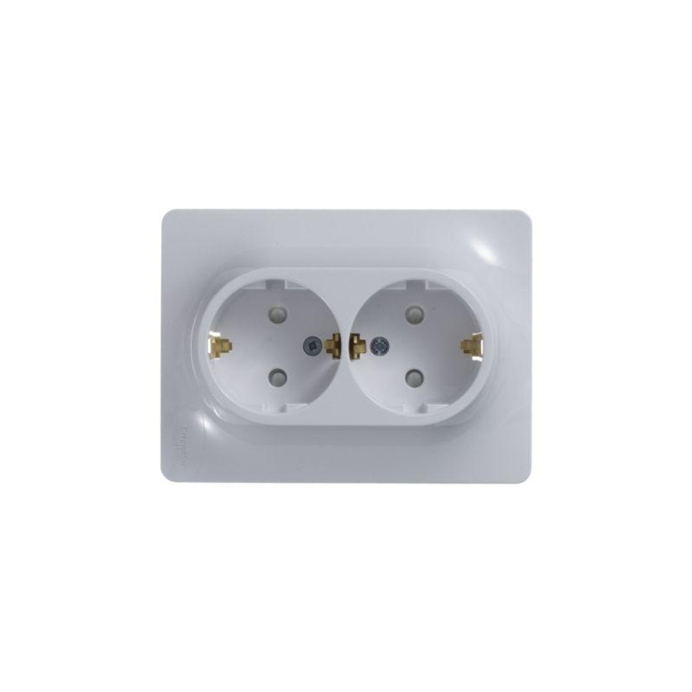 Розетка 2-м СП Glossa 16А IP20 с заземл. защ. шторки в сборе бел. SE GSL000126