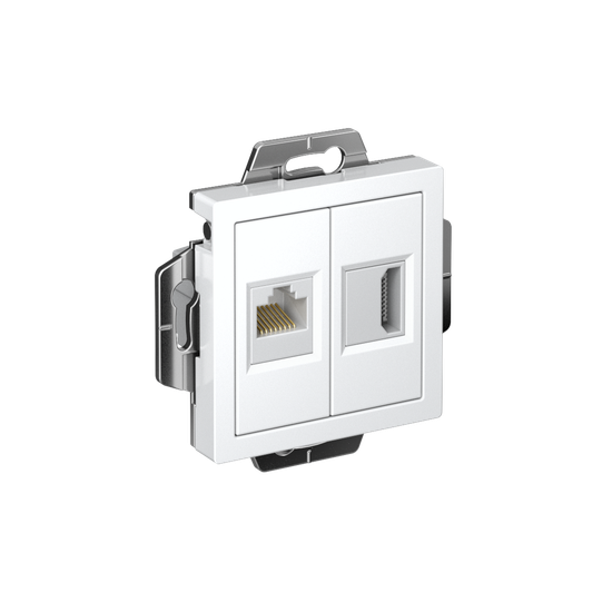 Розетка 2-м СП AtlasDesign HDMI + RJ45 кат.5E механизм бел. SE ATN000182
