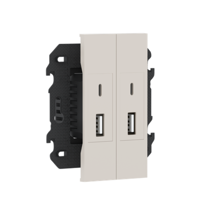 Зарядное устройство USB типа A+C+A+C,  ток до 2x3100мА,  в сборе с суппортом,  цвет песочный матовый